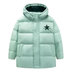 Chaqueta de plumón con logo impreso, tallas asiáticas «Verde Negro»