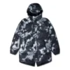 Chaqueta de plumón de invierno estampada, tallas asiáticas, «Negro Multicolor»