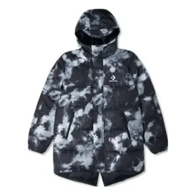 Chaqueta de plumón de invierno estampada, tallas asiáticas, «Negro Multicolor»