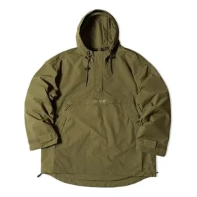 Chaqueta deportiva casual con capucha y media cremallera Converse x Kim Jones para hombre, verde militar