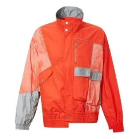 Chaqueta deportiva casual para hombre Converse x Feng Chen Wang con empalmes cruzados y colores contrastantes, naranja