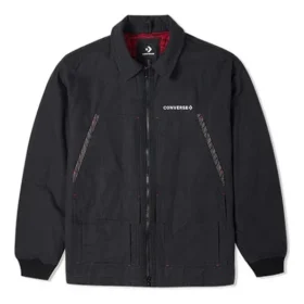 Chaqueta deportiva con solapa y estampado del logotipo de la serie de Año Nuevo, color negro oscuro