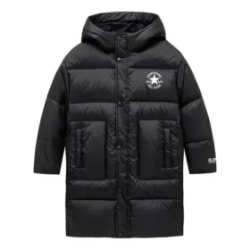 Chaqueta larga con logo, tallas asiáticas «Negro Blanco»