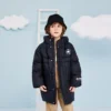 Chaqueta larga con logo, tallas asiáticas «Negro Blanco»