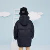 Chaqueta larga con logo, tallas asiáticas «Negro Blanco»