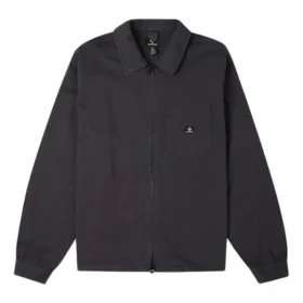 Chaqueta lavada con bolsillo en el pecho, estilo para pareja, negro