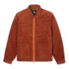 Chaqueta retro de pana de color liso rojo marrón