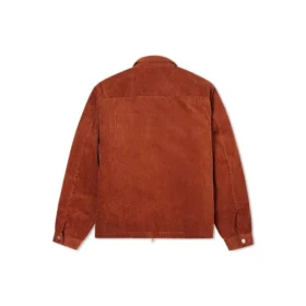 Chaqueta retro de pana de color liso rojo marrón