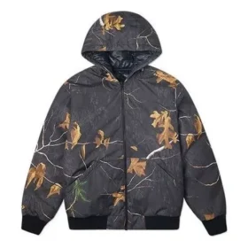 Chaqueta reversible Real Tree con estampado de hojas, tallas asiáticas, «Negro»