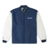 Chaqueta tejida con puntada de cadena, tallas asiáticas, «Azul y blanco»