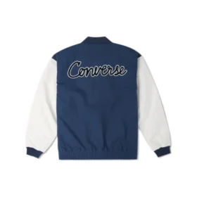 Chaqueta tejida con puntada de cadena, tallas asiáticas, «Azul y blanco»