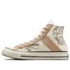 Chuck 70 con superposición de cuero, alta «Egret Champagne Tan»