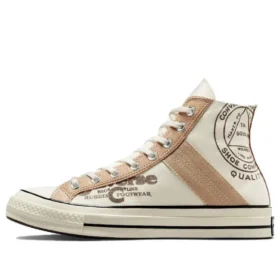 Chuck 70 con superposición de cuero, alta «Egret Champagne Tan»