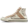 Chuck 70 con superposición de cuero, alta «Egret Champagne Tan»