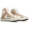 Chuck 70 con superposición de cuero, alta «Egret Champagne Tan»