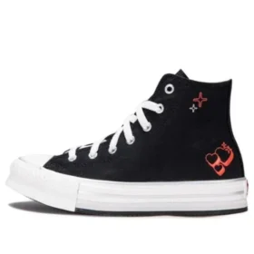 Chuck Taylor All Star con plataforma de EVA y corazón Y2K de caña alta «Negro»