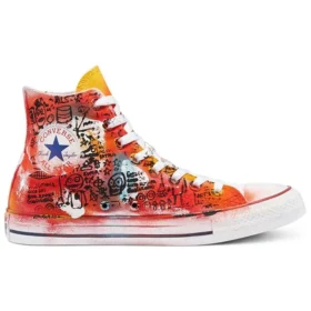 Chuck Taylor All Star High pintadas a mano «Orange Red»