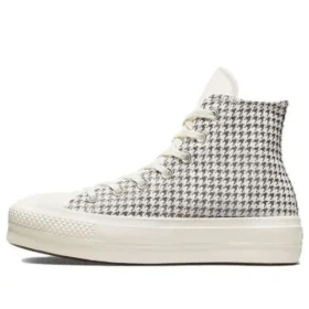 Chuck Taylor All Star Lift Platform High «Houndstooth Shine – Egret Pure Silver»