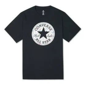 Converse Chuck Pattern para hombre, cuello redondo, casual, deportivo, transpirable, manga corta, negro Converse Chuck Pattern para hombre, cuello redondo, casual, deportivo, transpirable, manga corta, negro