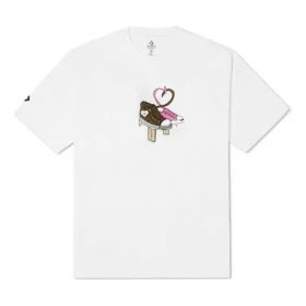 Converse para hombre, camiseta deportiva de cuello redondo, transpirable, manga corta, color blanco Converse para hombre, camiseta deportiva de cuello redondo, transpirable, manga corta, color blanco