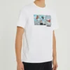 Converse para hombre, color liso, estampado en el pecho, cuello redondo, manga corta, blanco