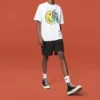 Converse para hombre con estampado de cara sonriente, transpirable, manga corta, blanco