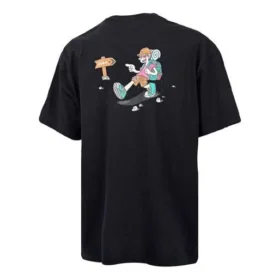 Converse para hombre con estampado de dibujos animados divertidos, transpirables, deportivas de manga corta, negras Converse para hombre con estampado de dibujos animados divertidos, transpirables, deportivas de manga corta, negras