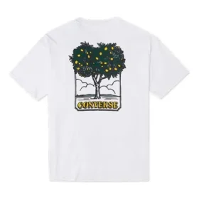 Converse para hombre con estampado de dibujos animados, holgada, deportiva, cuello redondo, manga corta, blanca Converse para hombre con estampado de dibujos animados, holgada, deportiva, cuello redondo, manga corta, blanca