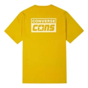 Converse para hombre con estampado del logotipo Alphabet, estilo retro casual, manga corta, amarillo Converse para hombre con estampado del logotipo Alphabet, estilo retro casual, manga corta, amarillo