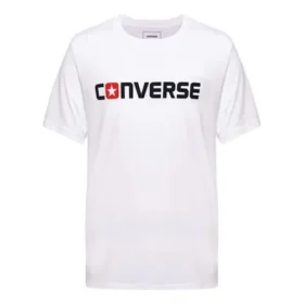 Converse para hombre de algodón puro con letras, manga corta, blanco Converse para hombre de algodón puro con letras, manga corta, blanco