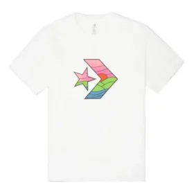 Converse para hombre de colores contrastantes, estilo deportivo casual, estampado, manga corta, blanco Converse para hombre de colores contrastantes, estilo deportivo casual, estampado, manga corta, blanco