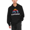 Converse Planet Set Po para hombre, estilo atlético casual, deportivo, estampado, tejido de punto, negro
