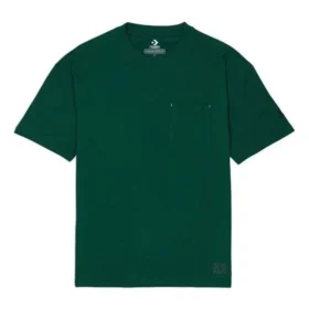 Converse Renew para hombre, color liso, holgado, con bolsillo, manga corta, verde Converse Renew para hombre, color liso, holgado, con bolsillo, manga corta, verde