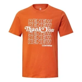 Converse Renew para hombre con estampado de letras, manga corta, naranja Converse Renew para hombre con estampado de letras, manga corta, naranja