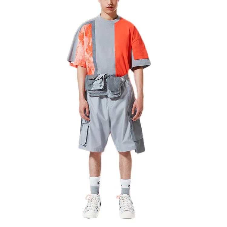 Converse x FCW Crossover para hombre, colores contrastantes, manga corta, rojo