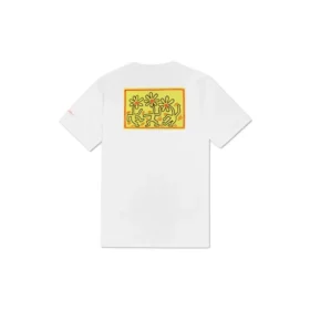 Converse x Keith Haring para hombre, camiseta holgada de cuello redondo con estampado de letras y logotipo bordado, color blanco Converse x Keith Haring para hombre, camiseta holgada de cuello redondo con estampado de letras y logotipo bordado, color blanco