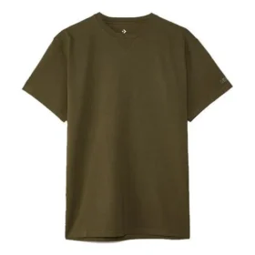 Converse x Kim Jones para hombre, camiseta deportiva de cuello redondo y manga corta, color liso, con etiqueta pequeña, verde oliva Converse x Kim Jones para hombre, camiseta deportiva de cuello redondo y manga corta, color liso, con etiqueta pequeña, verde oliva