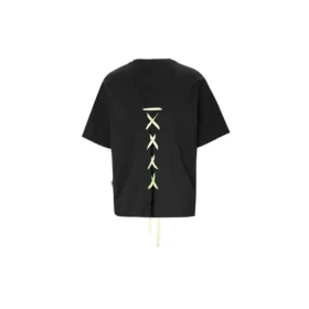 Diseño de cordones en la espalda, manga corta, negro