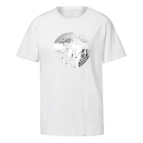 Estampado Casual Manga corta Cuello redondo Blanco
