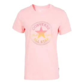 Estampado de letras Cuello redondo Manga corta Rosa