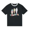 Estampado deportivo, manga corta, negro