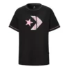 Holgada, estampada, cuello redondo, manga corta, negro