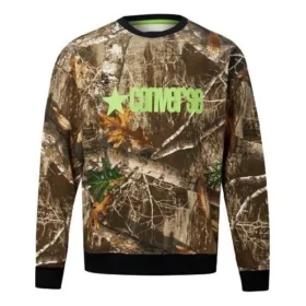 Jersey de cuello redondo con estampado del logotipo retro de Converse para hombre, camuflaje