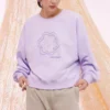 Jersey de cuello redondo con estampado floral Tallas asiáticas «Lilac»