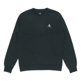 Jersey de cuello redondo con logo deportivo casual Converse para hombre, negro oscuro