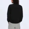 Jersey de cuello redondo con logo deportivo casual Converse para hombre, negro oscuro