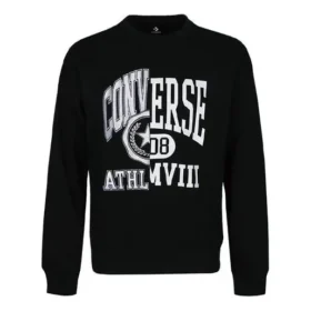 Jersey de cuello redondo para hombre de Converse con estampado del logotipo del alfabeto, color negro