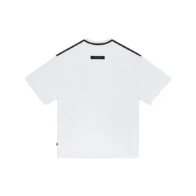 Liso, holgada, cuello redondo, manga corta, estilo para pareja, blanco
