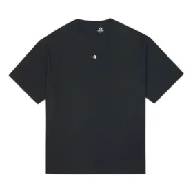 Liso, holgada, cuello redondo, manga corta, estilo para pareja, negro