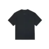 Liso, holgada, cuello redondo, manga corta, estilo para pareja, negro